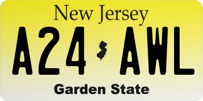 NJ license plate A24AWL