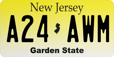 NJ license plate A24AWM