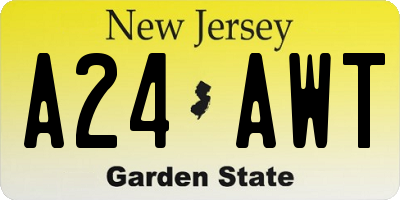 NJ license plate A24AWT