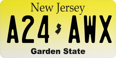 NJ license plate A24AWX