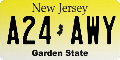 NJ license plate A24AWY