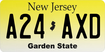 NJ license plate A24AXD