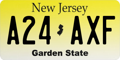 NJ license plate A24AXF