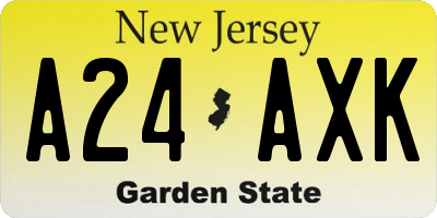 NJ license plate A24AXK