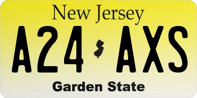 NJ license plate A24AXS