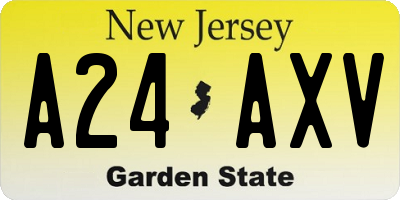NJ license plate A24AXV