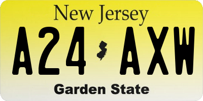 NJ license plate A24AXW
