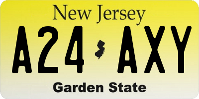 NJ license plate A24AXY