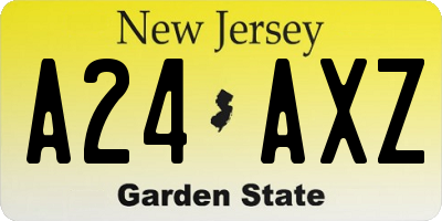 NJ license plate A24AXZ
