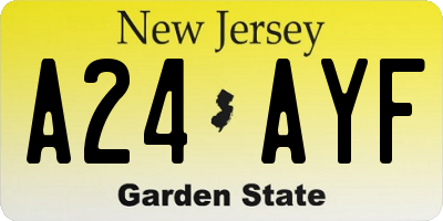 NJ license plate A24AYF