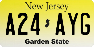 NJ license plate A24AYG