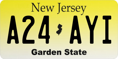 NJ license plate A24AYI