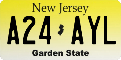 NJ license plate A24AYL