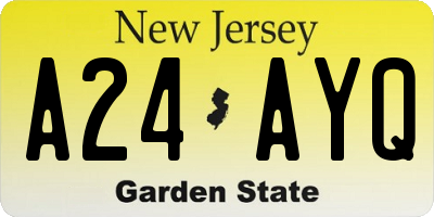 NJ license plate A24AYQ