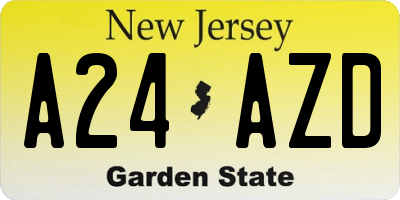 NJ license plate A24AZD