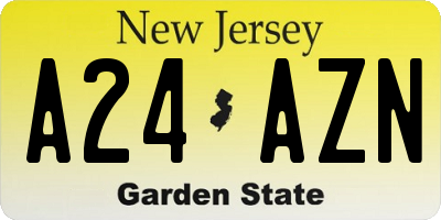 NJ license plate A24AZN