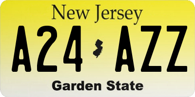 NJ license plate A24AZZ