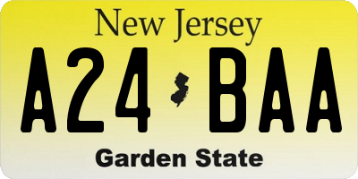 NJ license plate A24BAA