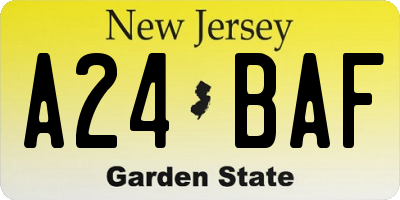 NJ license plate A24BAF
