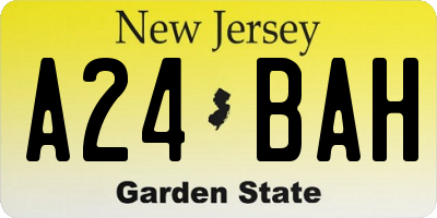 NJ license plate A24BAH