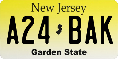 NJ license plate A24BAK
