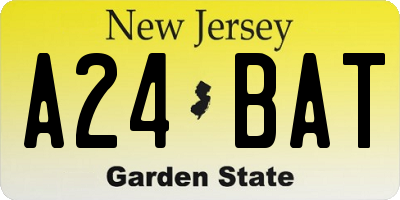 NJ license plate A24BAT