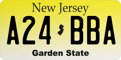 NJ license plate A24BBA