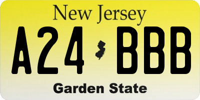 NJ license plate A24BBB