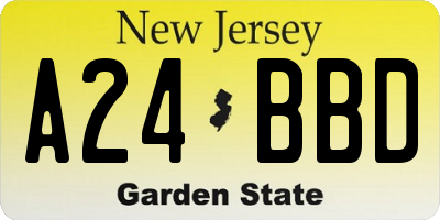 NJ license plate A24BBD