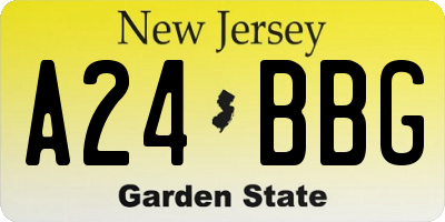 NJ license plate A24BBG
