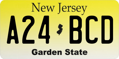 NJ license plate A24BCD