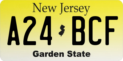 NJ license plate A24BCF