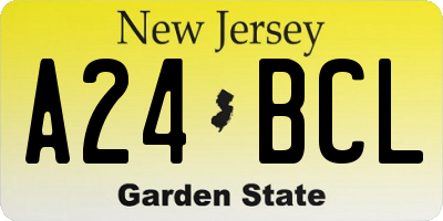 NJ license plate A24BCL