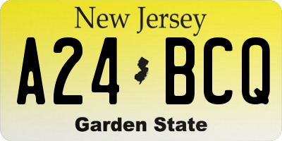 NJ license plate A24BCQ