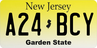NJ license plate A24BCY