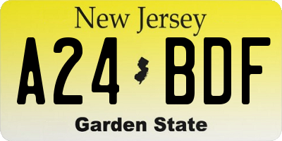 NJ license plate A24BDF