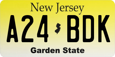 NJ license plate A24BDK