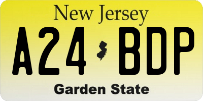 NJ license plate A24BDP