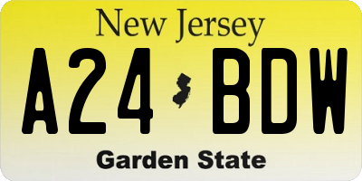 NJ license plate A24BDW