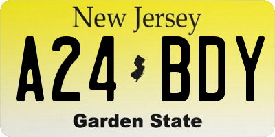 NJ license plate A24BDY