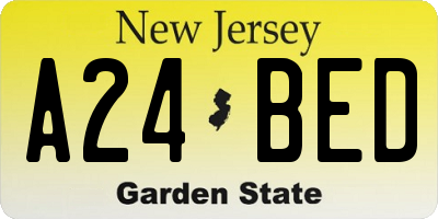 NJ license plate A24BED