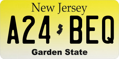 NJ license plate A24BEQ