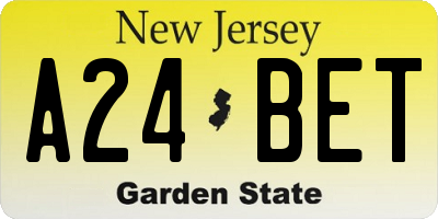 NJ license plate A24BET