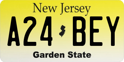 NJ license plate A24BEY
