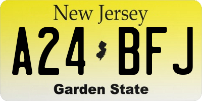 NJ license plate A24BFJ