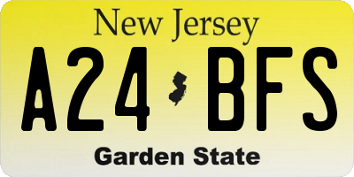 NJ license plate A24BFS