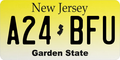NJ license plate A24BFU