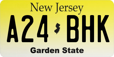 NJ license plate A24BHK