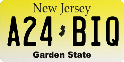 NJ license plate A24BIQ