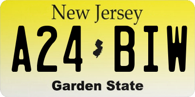 NJ license plate A24BIW